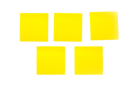 yellow notes paper on white background