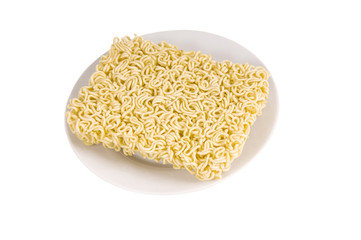 Instant noodles  on white background.