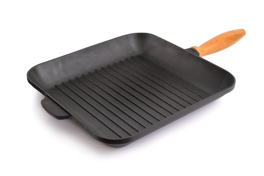 Square frying pan isolated
