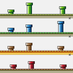 Colored backgrounds with pipes for simple game