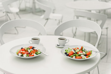 Tasty healthy food and beverage in cafe