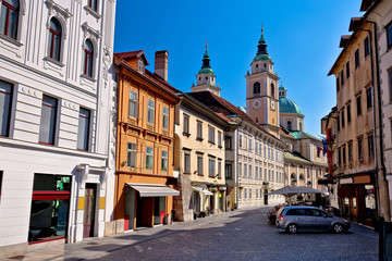 Fototapeta na wymiar Old town of Ljubljana street and architecture
