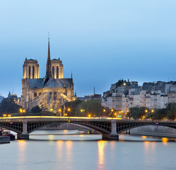 church Notre Dame de paris at night, Paris, France