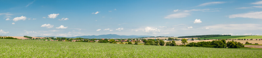 Small Slovak village surrounded by fields