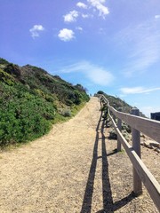 uphill walking trail at beach