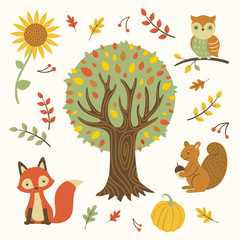 Vector Illustration of Autumn Design Elements