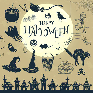 Vector Illustration of Halloween Design Elements