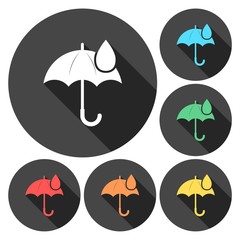 Umbrella sign icon. Water drop symbol