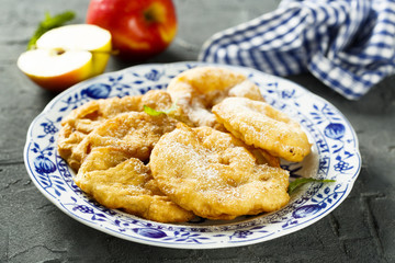 Battered apple rings