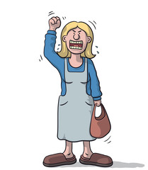 illustration of cartoon woman standing in profile very angry