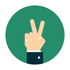 Hand giving a peace sign