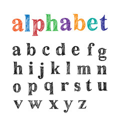 Hand drawn lowercase english alphabet