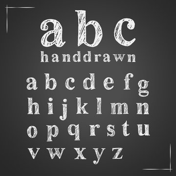 Hand drawn chalk english lowercase alphabet