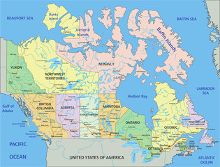 Canada - Highly detailed editable political map with labeling. © pbardocz