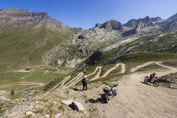 Biker looking the track during the motorbike offroad international meeting Stella Alpina in Bardonecchia, Italy,