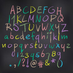 Vector illustration of colored alphabet in chalk