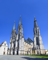 Obraz premium Cathedral of Saint Wenceslas ( katedrala svateho vaclava ), Olomouc, Czech Republic / Czechia, Central Europe - beautiful gothic landmark from middle ages