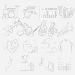 Vector music sound icon set