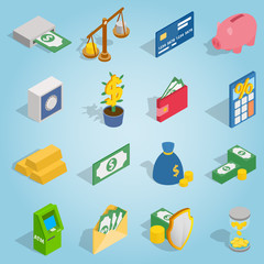 Isometric bank icons set. Universal bank icons to use for web and mobile UI, set of basic bank elements vector illustration