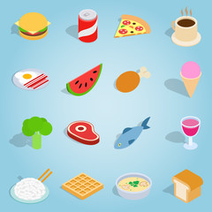 Isometric dinner icons set. Universal dinner icons to use for web and mobile UI, set of basic dinner elements vector illustration