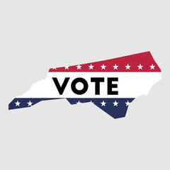 Vote North Carolina state map outline. Patriotic design element to encourage voting in presidential election 2016. vote North Carolina vector illustration.