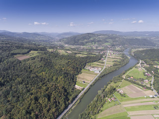 Dunajec river. Mountain landcsape at summer time in south of Pol - obrazy, fototapety, plakaty