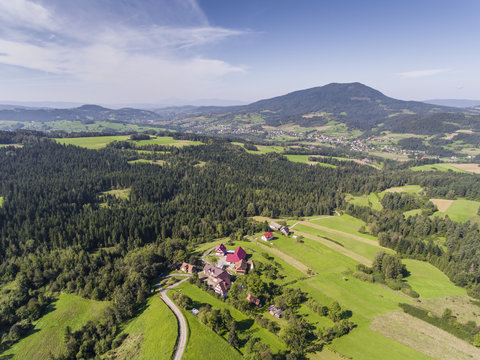 Mountain landcsape at summer time in south of Poland. View from