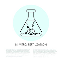 In vito fertilization. Modern vector line icon of insemination. Reproduction linear logo. Outline symbol for clinic, medical lab. Design element for poster, brochure. Genycology logotype, test tube.