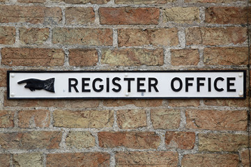 Fototapeta na wymiar Register Office Sign