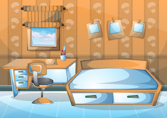 cartoon vector illustration interior kid room with separated layers in 2d graphic