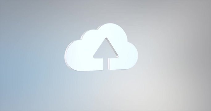 Animated CloudUp White 3d Icon Loop Modules for edit with alpha matte
