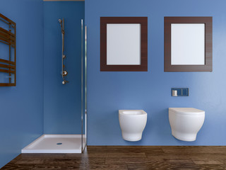 Fototapeta na wymiar The minimalistic design of the bathroom. 3D Render