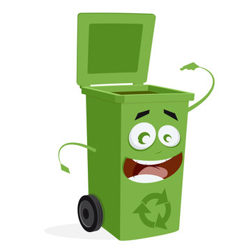 happy trashcan waiting for trash Stock Vector | Adobe Stock