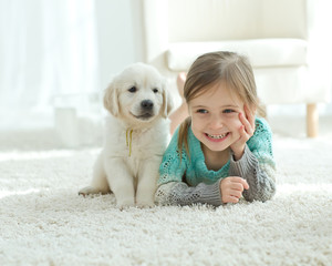 Child and dog  - 120393352