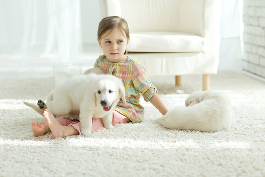 Child and dog 