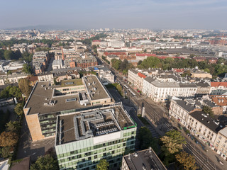 Aerial Cracow city center, Lubicz