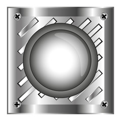 grey alarm shiny button with metal elements, background,stock ve