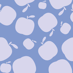 Seamless blue pattern background with apples