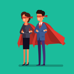 Super man and woman. Business concept illustration.