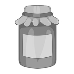 Jam in a glass jar icon in black monochrome style on a white background vector illustration