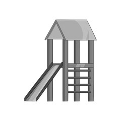 Playhouse with slide icon in black monochrome style on a white background vector illustration