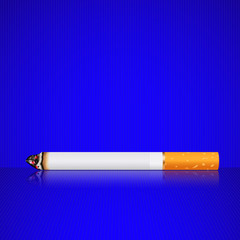 Cigarette on blue background