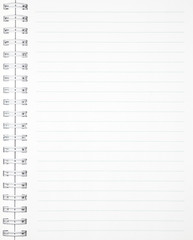 Notebook paper page with green line background for design with copy space for text or image.