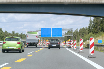 Fototapeta na wymiar highway with road construction zone