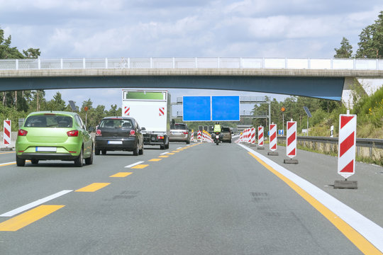 highway with road construction zone