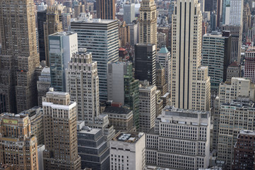 Fototapeta na wymiar View of the skyscraper canyons of the Midtown Manhattan, New York City skyline 