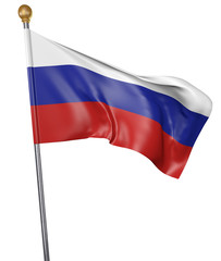 National flag for country of Russia isolated on white background, 3D rendering