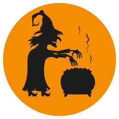 Witch brews a potion.