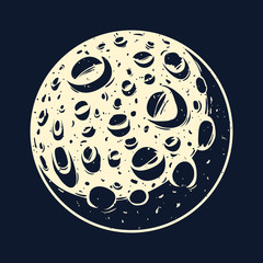 The moon in the black sky.
Vector illustration of a full moon with craters.