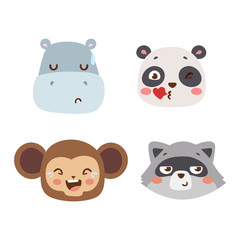 Animal emotion avatar vector icon